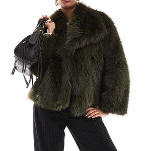 Faux fur jacket in khaki